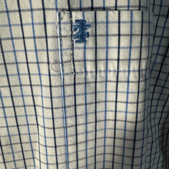 Men's IZOD Blue Long Sleeve Checkered Dress Shirt Size Large 100% Cotton - Picture 3 of 13